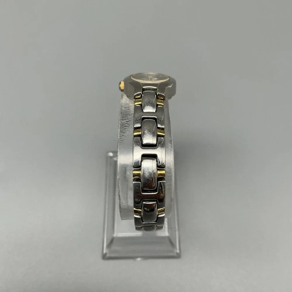 Seiko Womens Watch 17mm Blue Oval Dial Two Tone 1N01-0CT0 New Battery 7.5